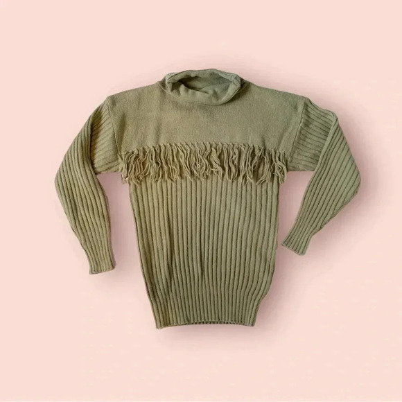 Vintage super soft fringe turtle neck sweater - Picture 1 of 7